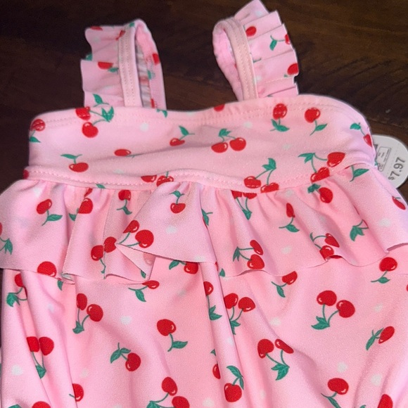 Wonder Nation Pink Cherry Kids Swim One Piece - Picture 4 of 9